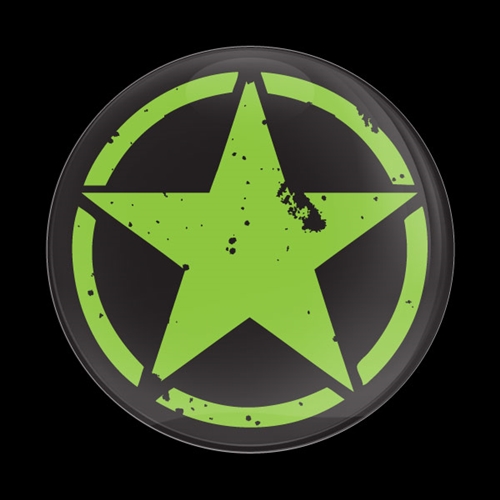 Magnetic Car Grille Dome Badge-DISTRESSED STAR NEON GREEN