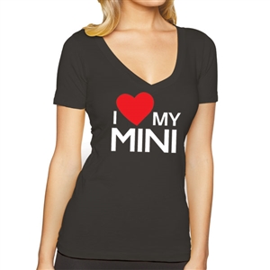 Women's MINI Cooper Short Sleeve Premium V-Neck T-Shirt I Love my MINI
