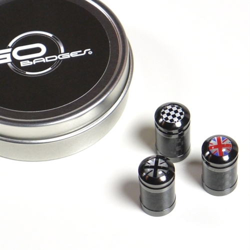 Mini Cooper Universal Carbon Fiber Black Valve Stem Caps