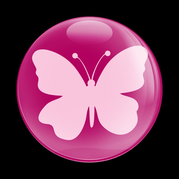 Dome Badge-Butterfly Pink