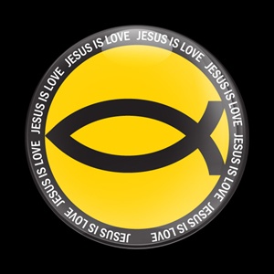 Magnetic Car Grille Dome Badge-Jesus is Love Yellow