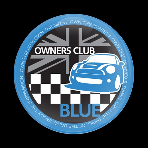 Magnetic Car Grille Dome Badge-MINI Owners Club Blue
