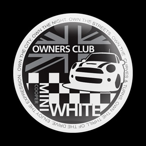 Magnetic Car Grille Dome Badge-MINI Owners Club White