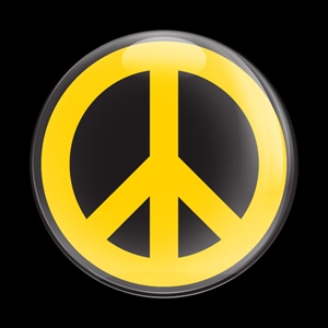 Magnetic Car Grille Dome Badge-Sign Peace Yellow B
