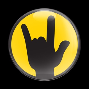 Magnetic Car Grille Dome Badge-Rock On Yellow