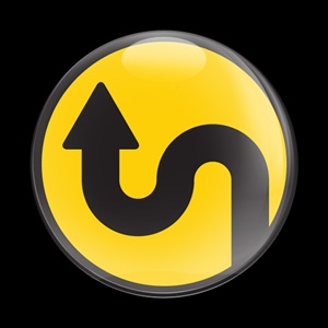 Magnetic Car Grille Dome Badge-Sign Curve Yellow 101