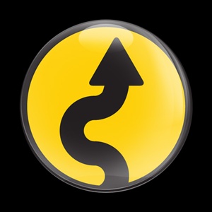 Magnetic Car Grille Dome Badge-Sign Curve Yellow 102