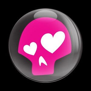 Magnetic Car Grille Dome Badge-Skull Pink On Black