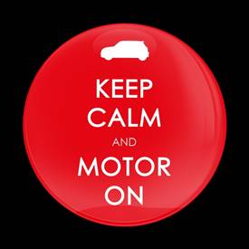 Magnetic Car Grille Dome Badge-Keep Calm and Motor On Red