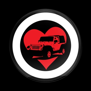 Magnetic Car Grille Dome Badge-I Heart JEEP 01