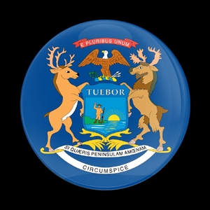 Magnetic Car Grille Dome Badge-Flag Michigan