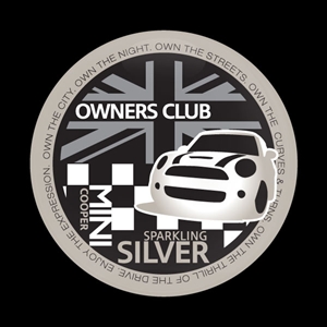 Magnetic Car Grille Dome Badge-MINI Ownersclub Sparkling Silver