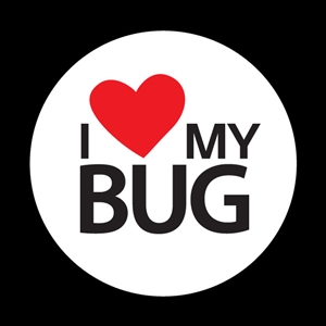 Magnetic Car Grille Dome Badge-I Love My Bug White