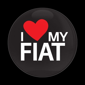 Magnetic Car Grille Dome Badge-I Love My FIAT Black