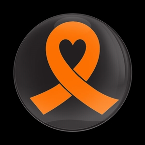 Magnetic Car Grille Dome Badge-Orange Ribbon Black