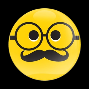 Magnetic Car Grille Dome Badge-Emoji Mustache Glasses