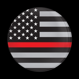Magnetic Car Grille Dome Badge-Thin Red Line Flag US