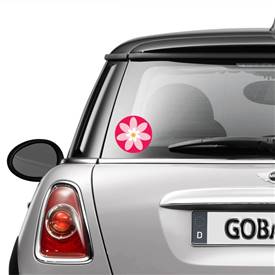Round GoGraphic Automotive Decal Sticker-Flower Pink