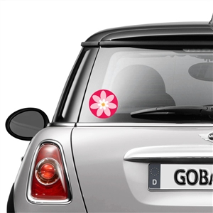 Round GoGraphic Automotive Decal Sticker-Flower Pink