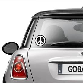 Round GoGraphic Automotive Decal Sticker-Peace White