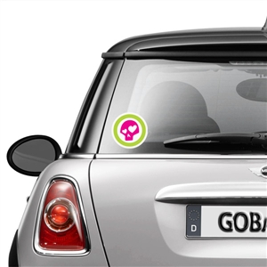 Round GoGraphic Automotive Decal Sticker-Skull Pink