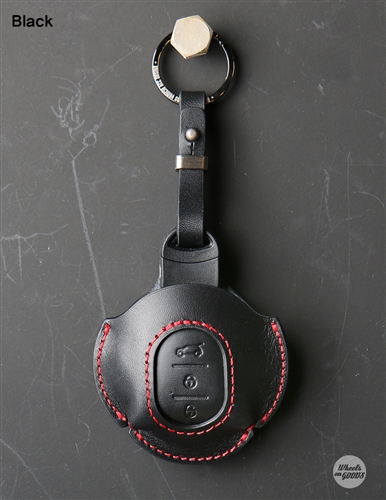 Premium Leather Keyfob for MINI F Series - Black with Red Stitch